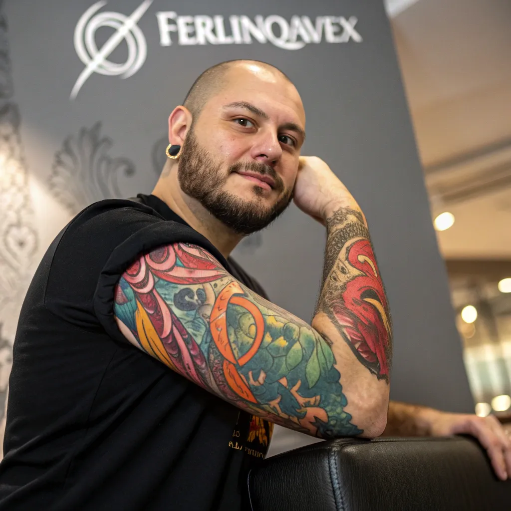 Client with new tattoo at FERLINQAVEX